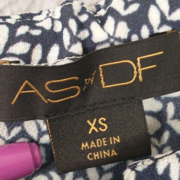 AS by DF One Shoulder Ruffle Floral Top XS – Black White Print Designer Blouse - Picture 6 of 9